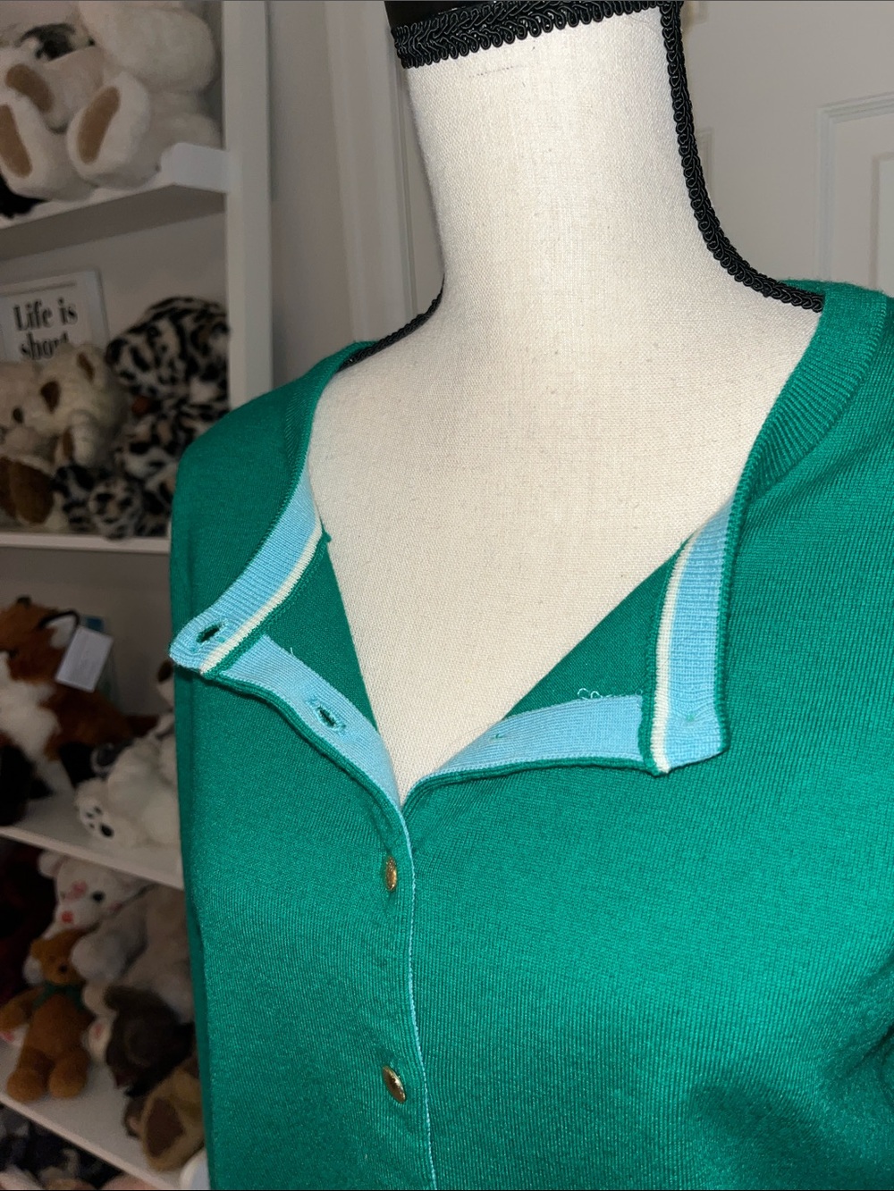 Banana Republic Green Cardigan Sweater Excellent- size Medium - Picture 6 of 9